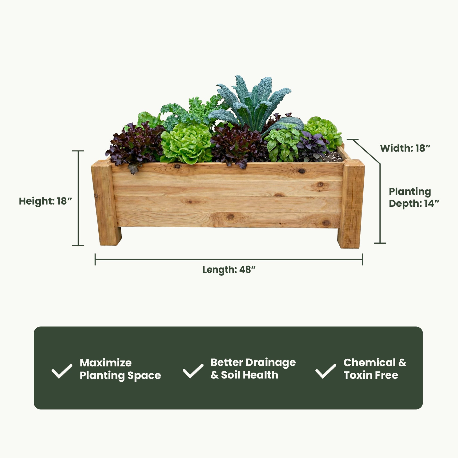 above ground planters boxes Gronomics Rustic Planter Box, 18x48x19 INCH