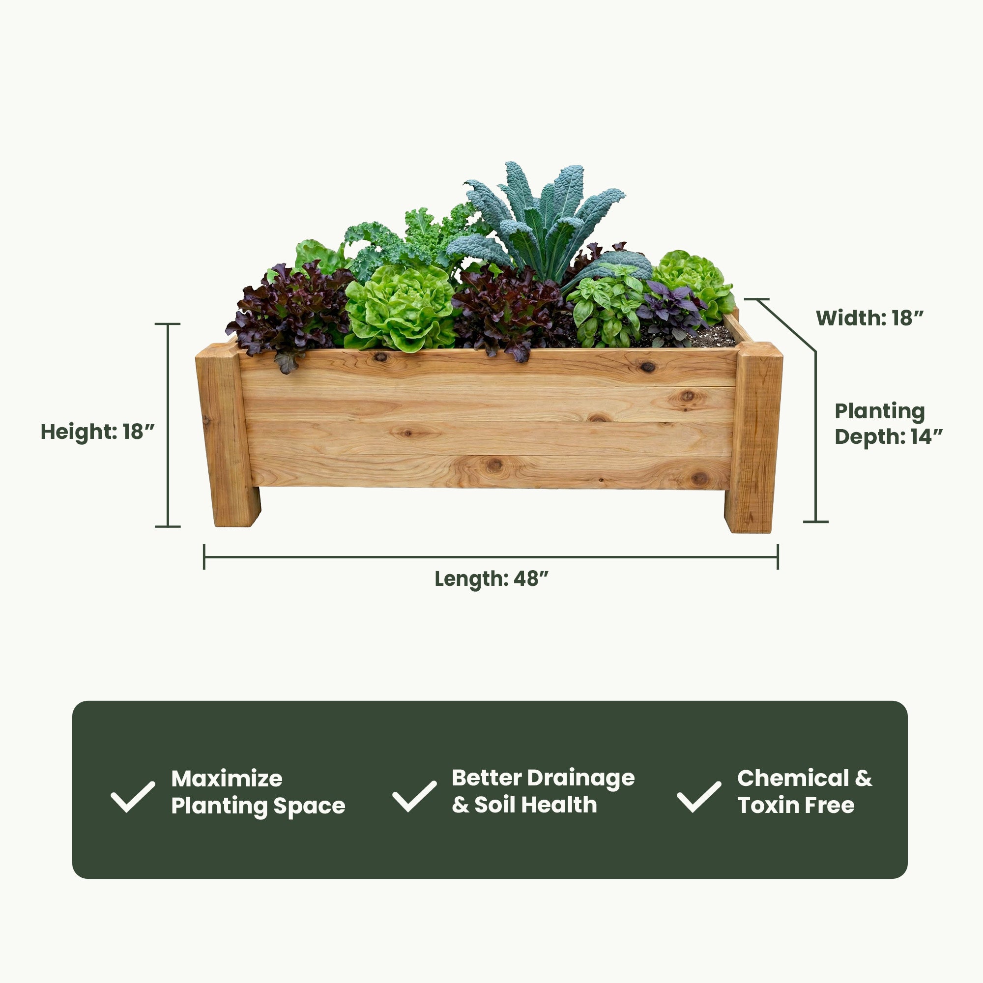 Planter Box – 18” x 48” x 19” Cedar Outdoor Planter